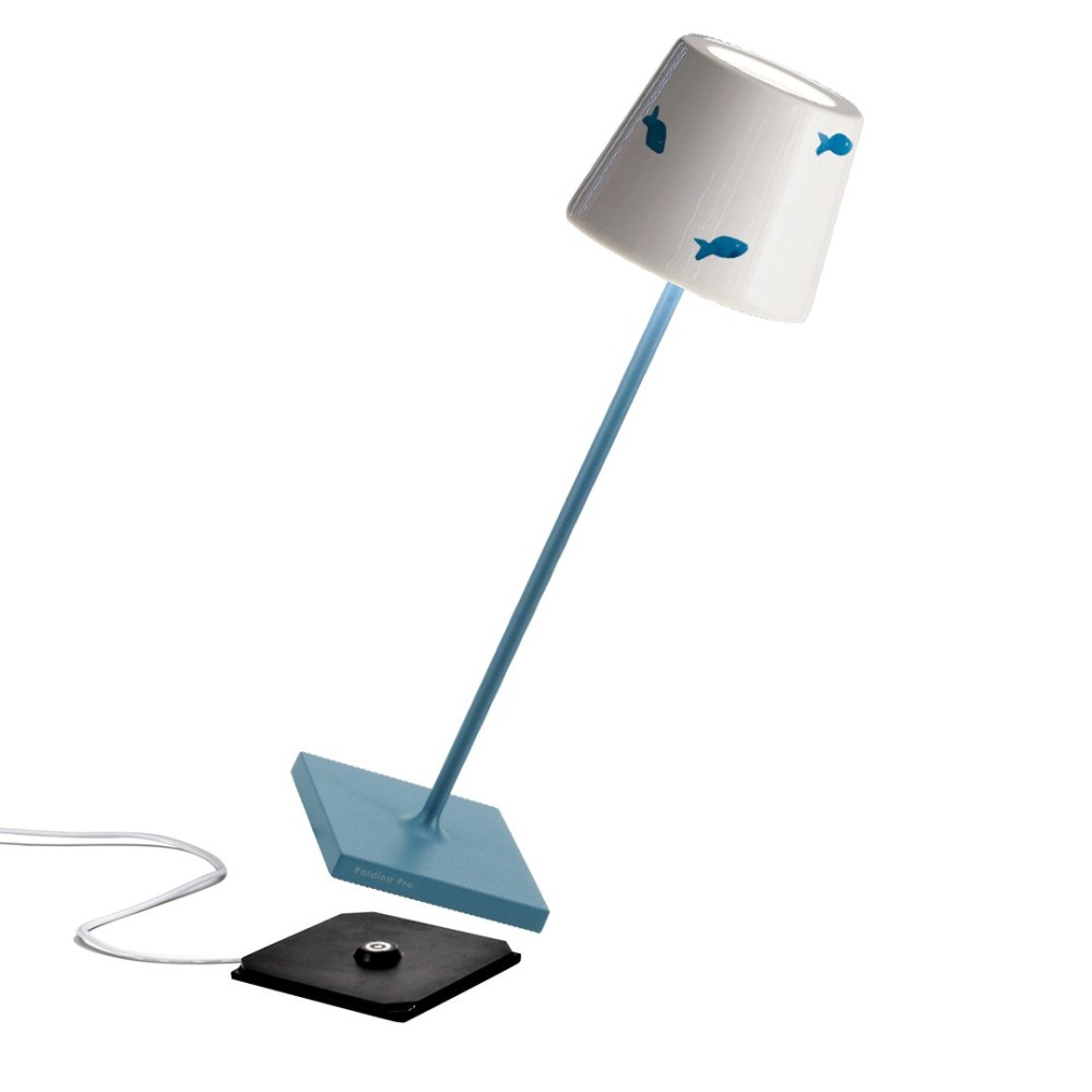 Poldina Lido blue fish rechargeable and dimmable Led Table Lamp