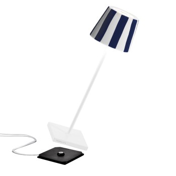 Poldina Lido with blu lines and dimmable Led Table Lamp