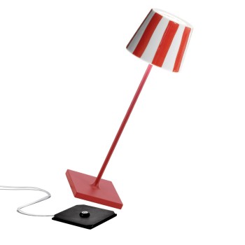 Poldina Lido with red lines and dimmable Led Table Lamp