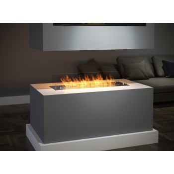 Bioethanol burner insert/support 100cm in stainless steel with glass included. 2 liters of capacity