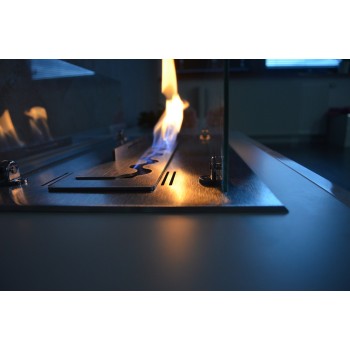 Bruciatore a Bioetanolo inserto/Appoggio 60cm in Inox con Vetri Inclusi. 2 litri di capienza