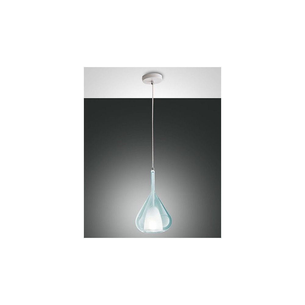 Lila suspension lamp with Led in metal and transparent blue borosilicate glass 3481-40-244 Fabas Luce