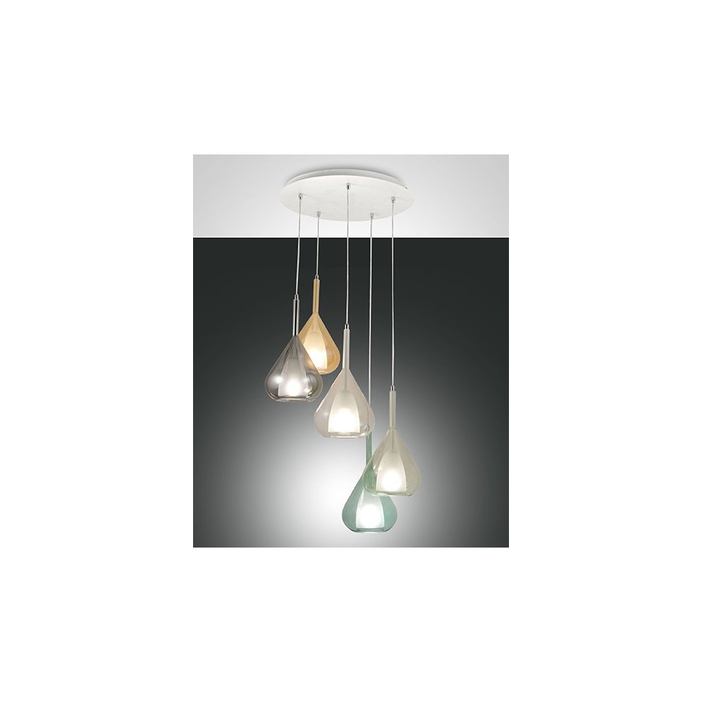 Lila pendant lamp with Led in metal and borosilicate glass 3481-47-297 Fabas Luce