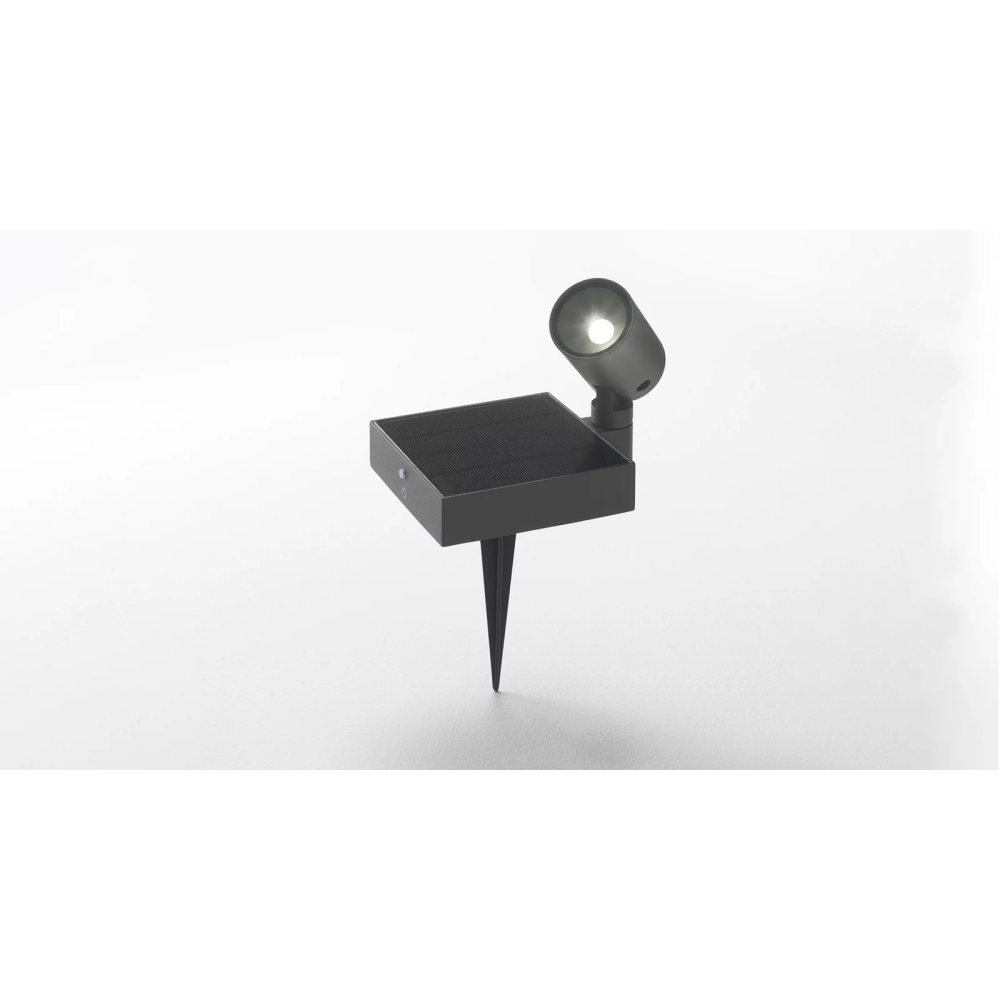 Solar LED 1.3w battery-operated ground spotlight with dark gray IP65 photovoltaic