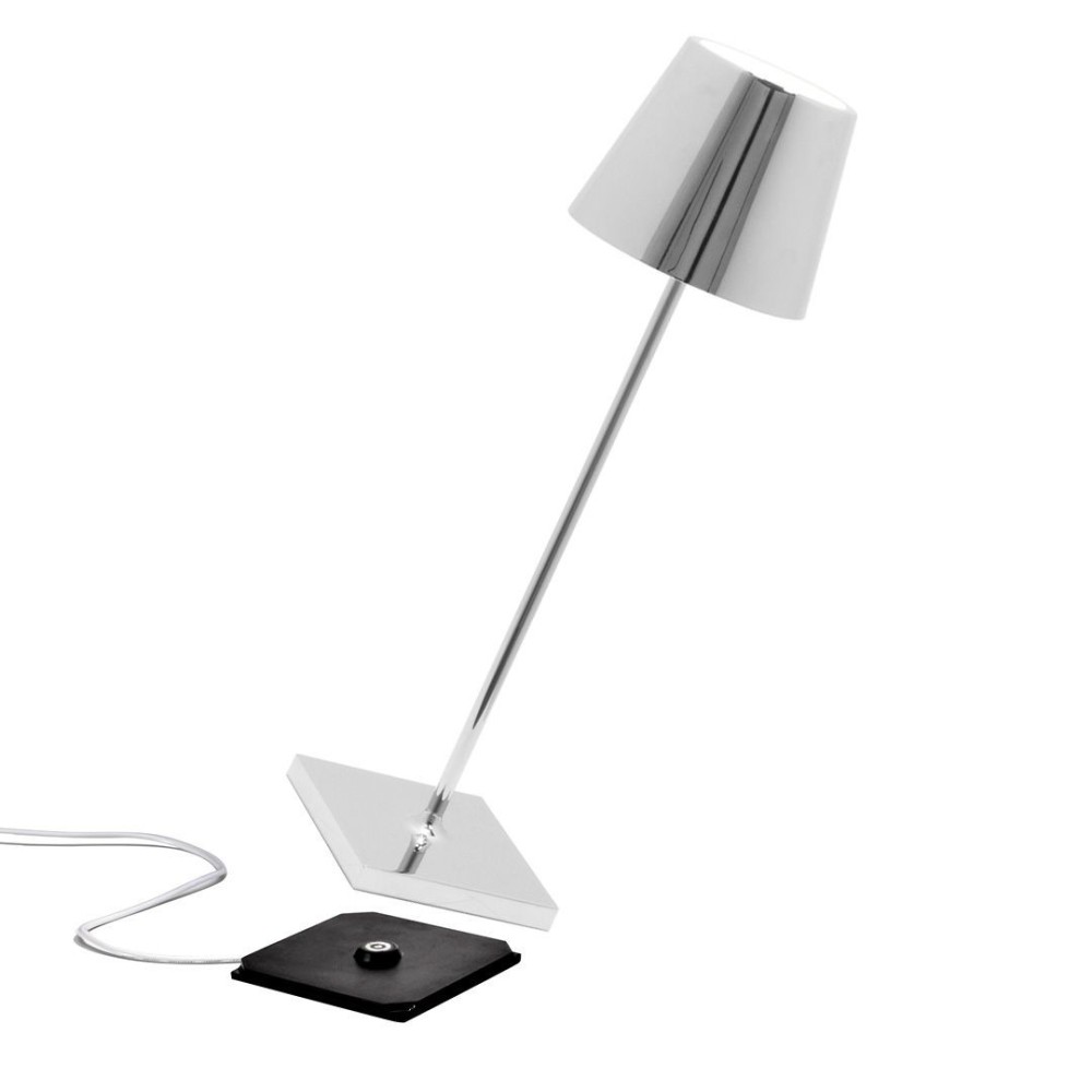 Poldina Pro Polished Chrome Rechargeable And Dimmable Led Table Lamp