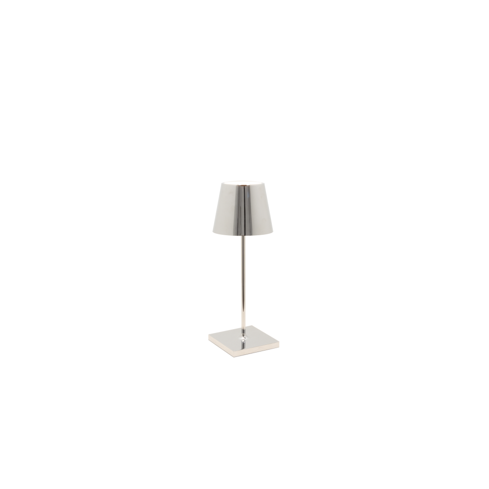 Poldina Pro Mini Polished Chrome Rechargeable And Dimmable Led Table Lamp