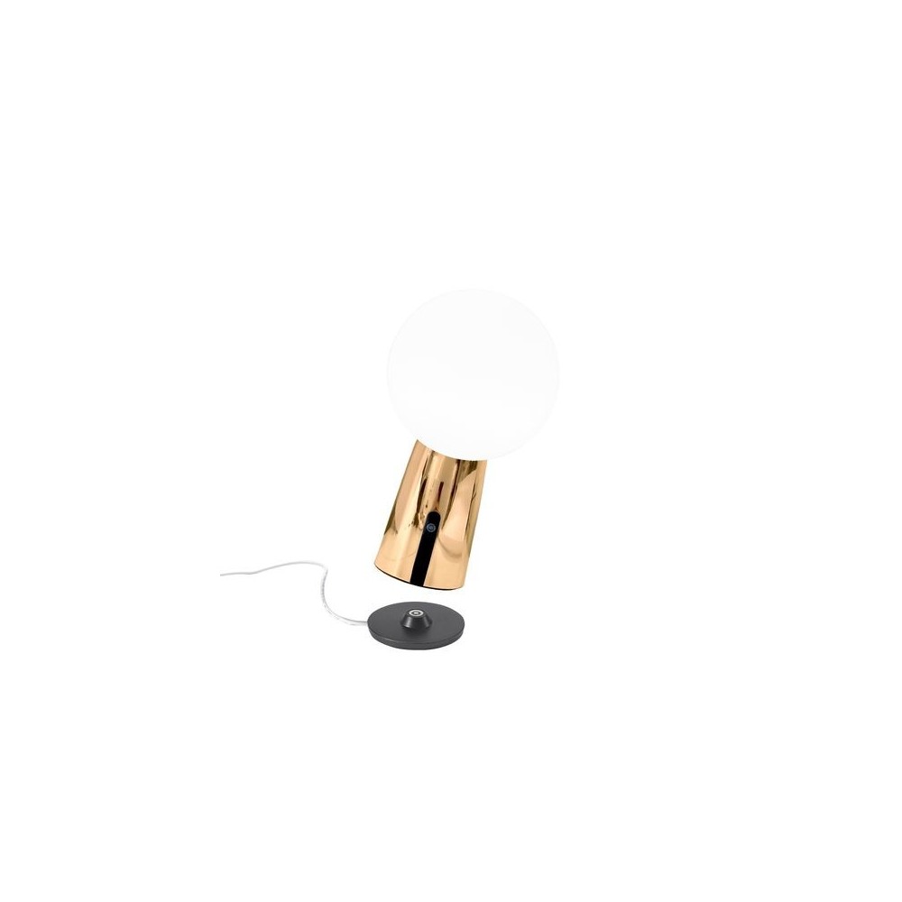 Olimpia Pro rechargeable and dimmable gold table lamp. IP54, 3000K. Battery life up to 9 hours.
