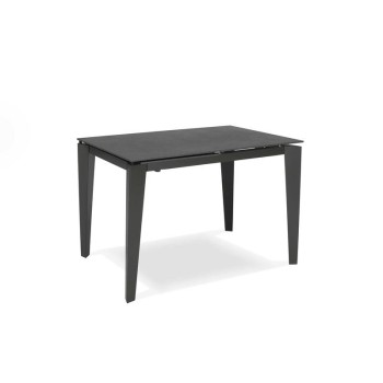 Tavolo allungabile moderno fino a 170cm colore grigio scuro, top in ceramica. un'allunga, alta qualità. Stones OM/312/GR.