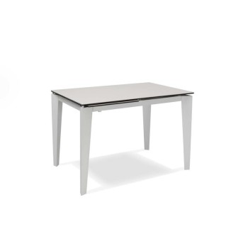 Tavolo allungabile moderno fino a 170cm colore bianco, top in ceramica. un'allunga, alta qualità. Stones OM/312/BI.
