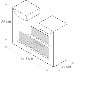 Caminetto al Bioetanolo in metallo da Pavimento di Design Bruciatore da 1,5lt con Vetri protettivi (Bianco) FP001