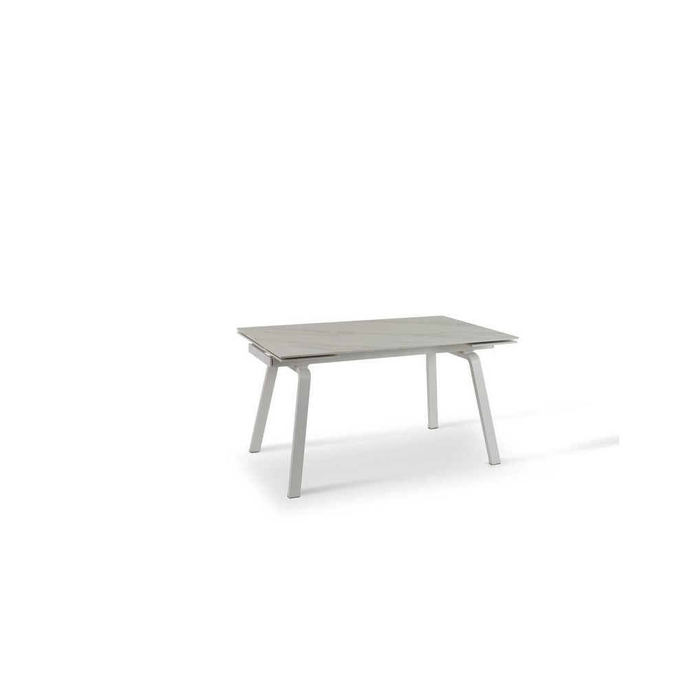 Extendable Table Dylan From 140cm To 200cm Modern White Stone Effect Marble Top