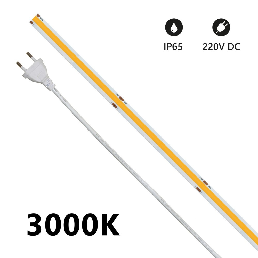 Led Strip 5m COB IP65 Single Color 14W/MT 220V - 3000K-4000K-6000K