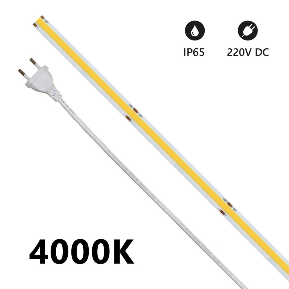 Led Strip 5m COB IP65 Single Color 14W/MT 220V - 3000K-4000K-6000K