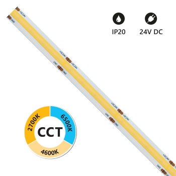 Led Strip COB IP20 5m From 8+8W/MT 24V - CCT - 2700K-6500K