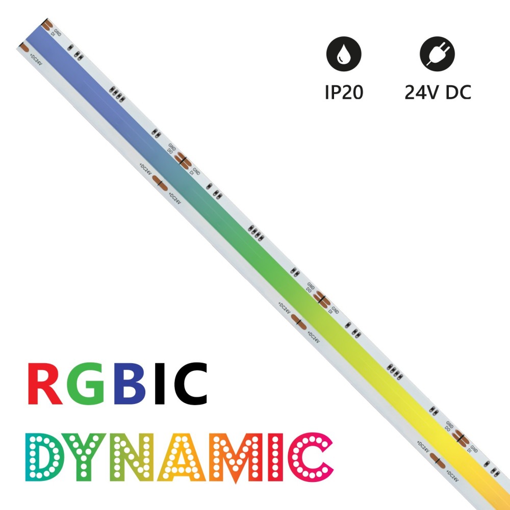 Led Strip COB IP20 5m Dynamic RGBIC 14W/MT 24V