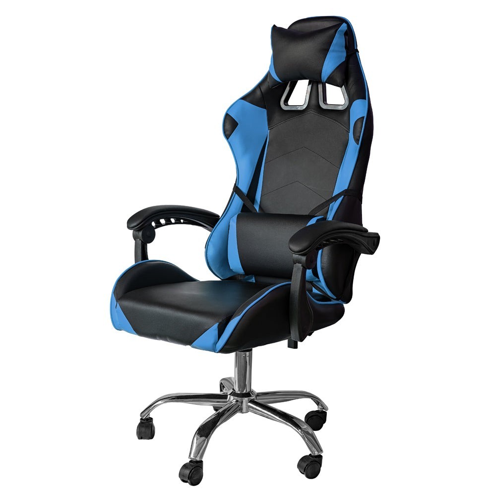 Armchair Gaming swivel reclining office chair with lumbar support and headrest Blue