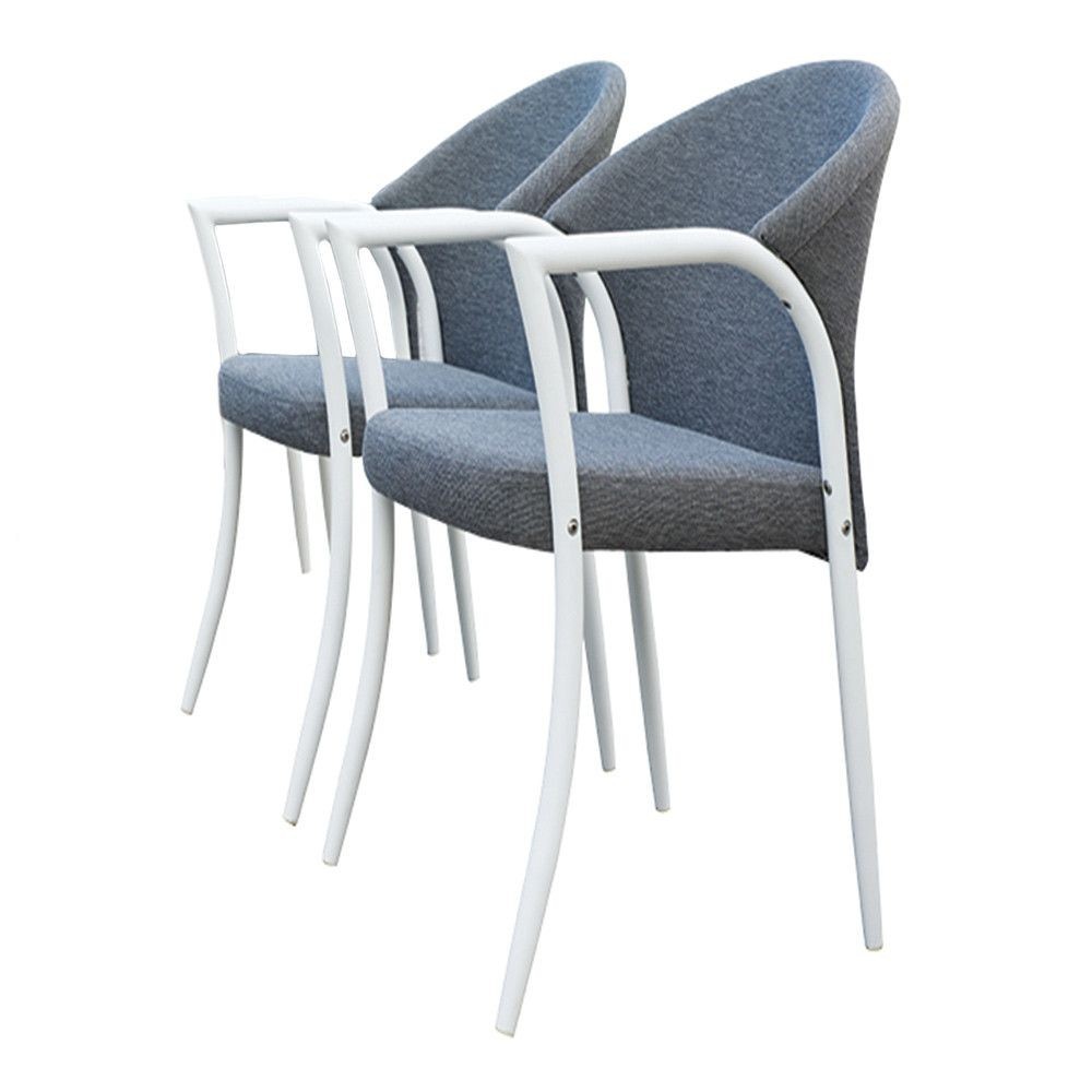 X2 pcs Bellagio armchair chair with armrests in aluminum with gray cushions for indoor outdoor