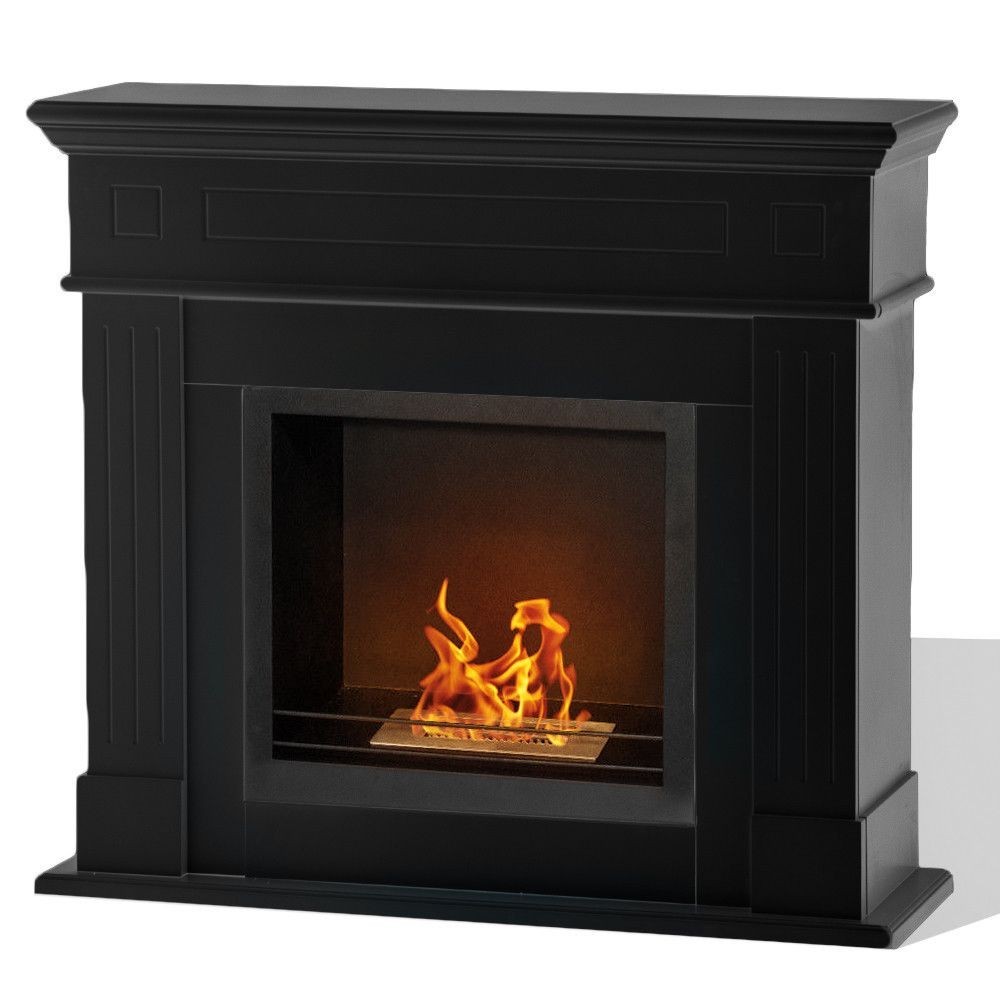 Cambridge bioethanol floor fireplace in Black wood 110x37x102h