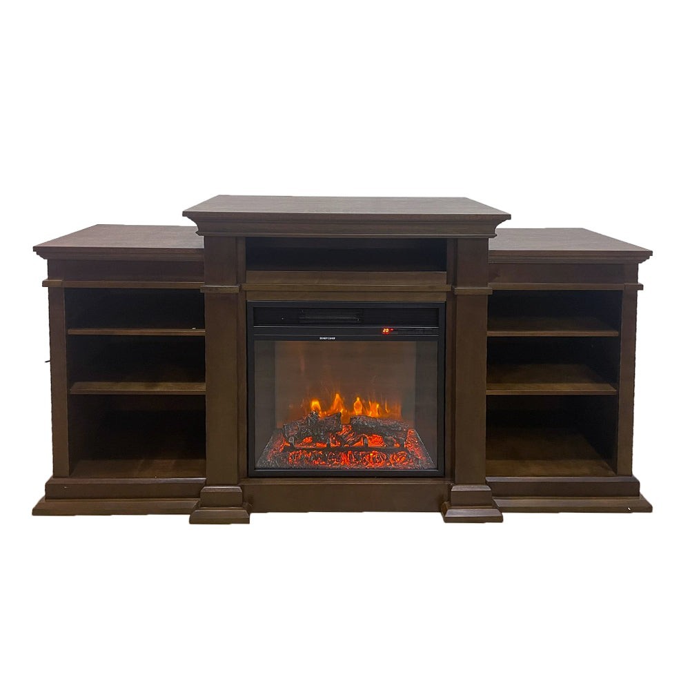 Electric fireplace BIDEN floor fireplace in Walnut wood L179 x D48 x H85