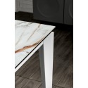 Tavolo allungabile moderno fino a 170cm colore marmo calacatta, top in ceramica. un'allunga, alta qualità. Stones OM/312/MC