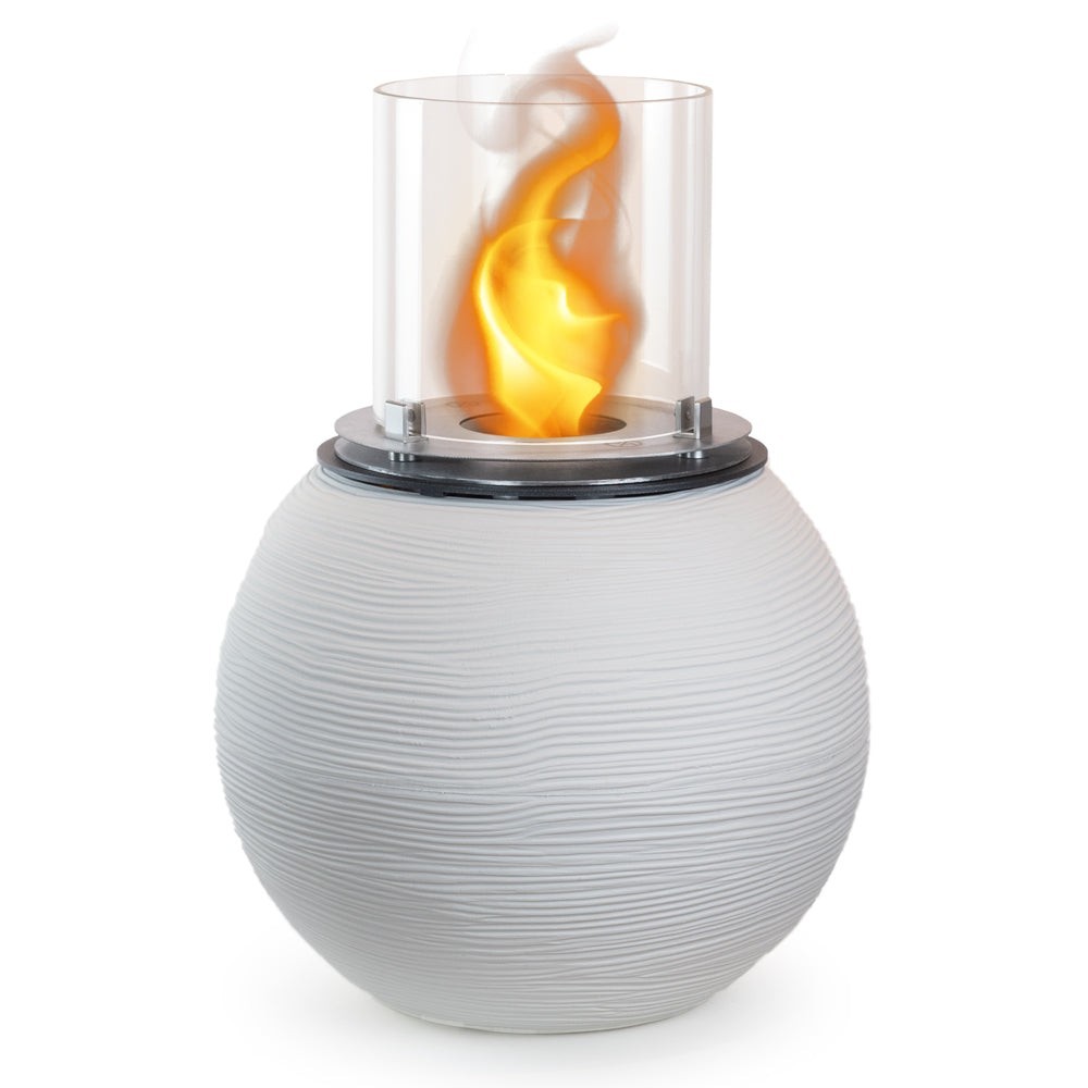 Bioethanol fireplace brazier from the ground for indoor outdoor use BOTTICELLI Bianco Perla d.40 x h54