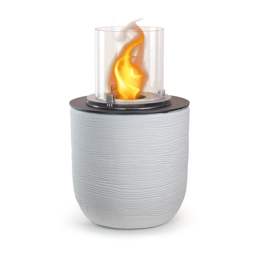 Bioethanol fireplace brazier from the ground for indoor outdoor use RAFFAELLO Pearl White d.35 x h55