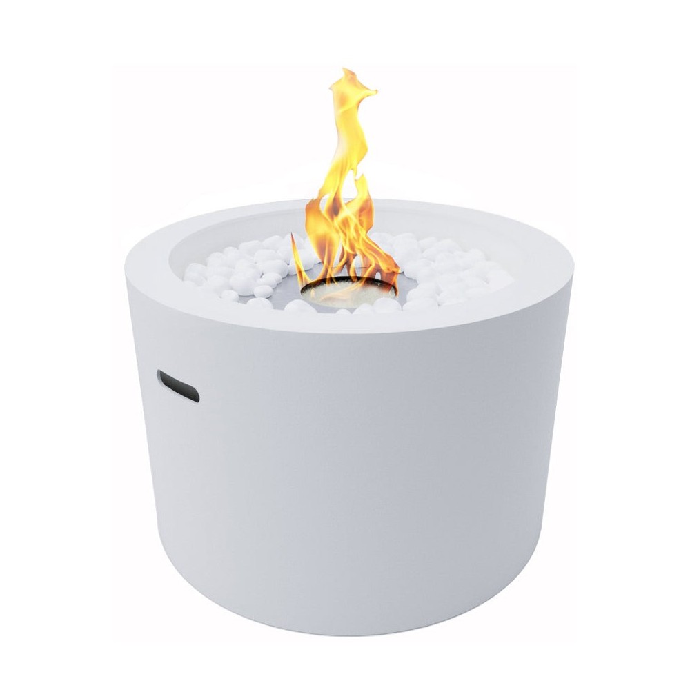Bioethanol fireplace round garden brazier for indoor outdoor RODI White d.47,5