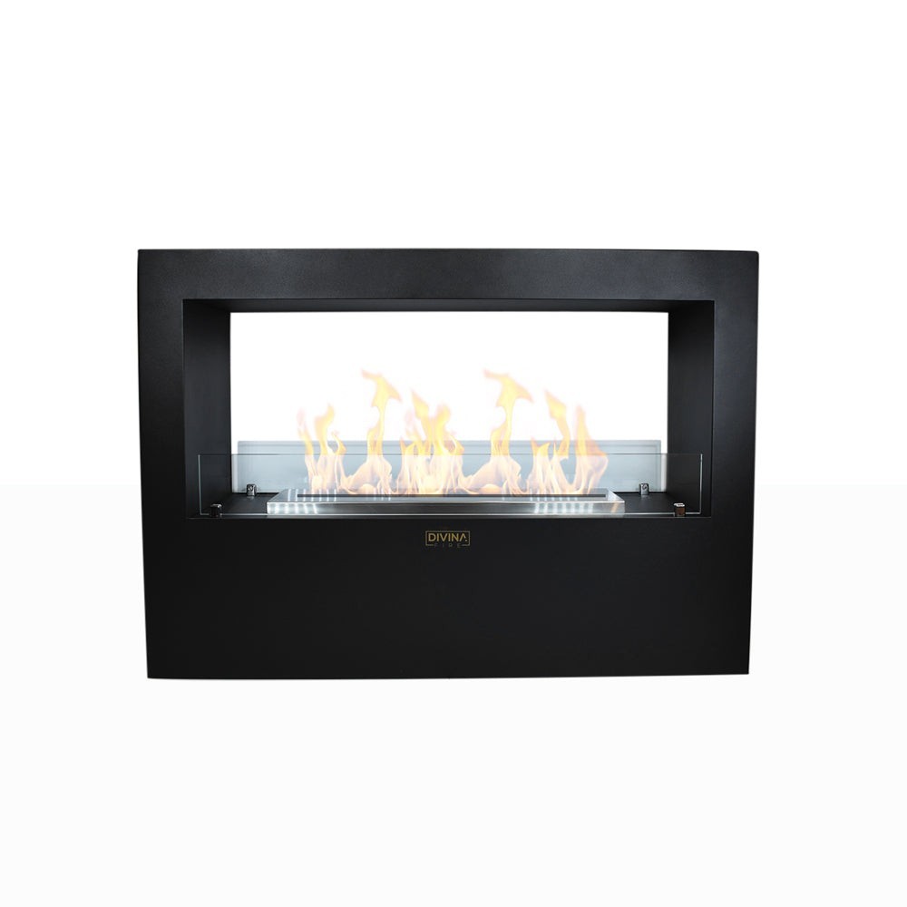 Giotto S Nero 100x30x70 floor bioethanol fireplace for indoor outdoor use